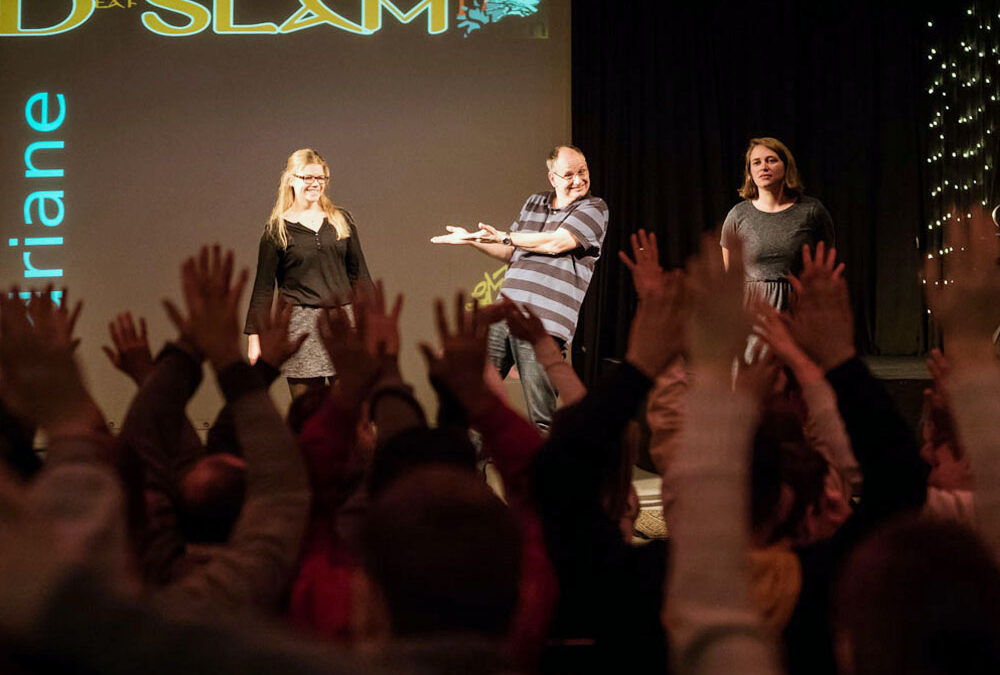 RWB Essen – Deaf Slam IV – Moderatorenteam mit Adriane
